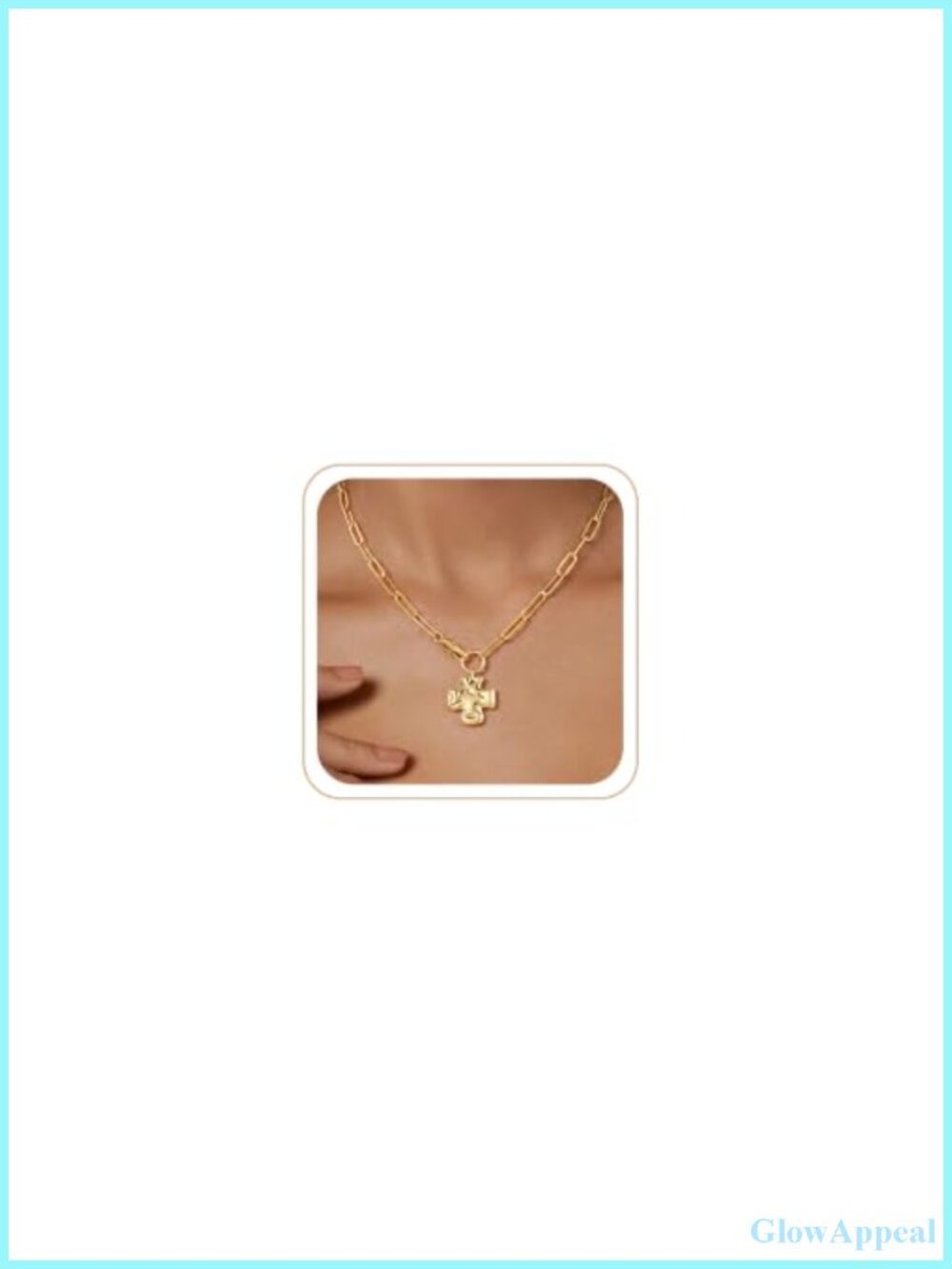 Chunky Gold Plated Cross Necklace Women Dainty 14K Gold Silver Plated Pendant